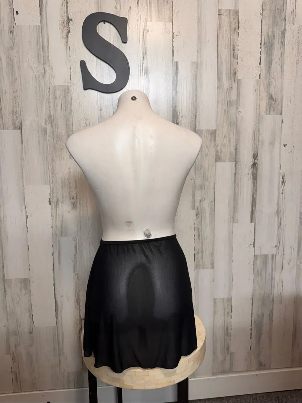 Sheer Mesh High Rise Mini Swim Skirt Cover Up Womens Small Solid Black